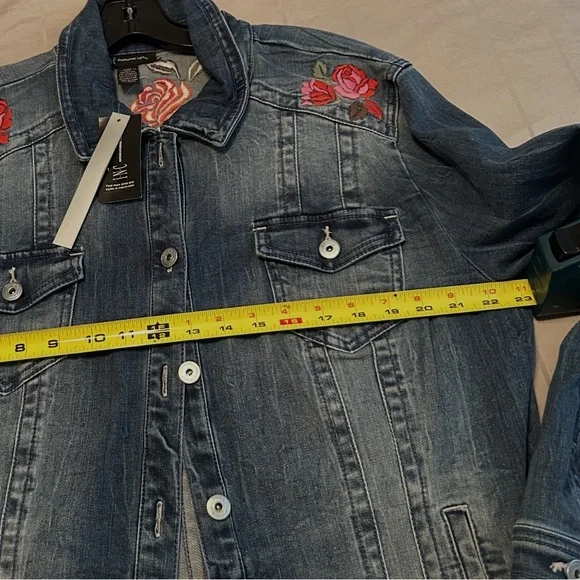 NWT INC (International Concept) Denim Floral Embroidered Jacket - Picture 5 of 10